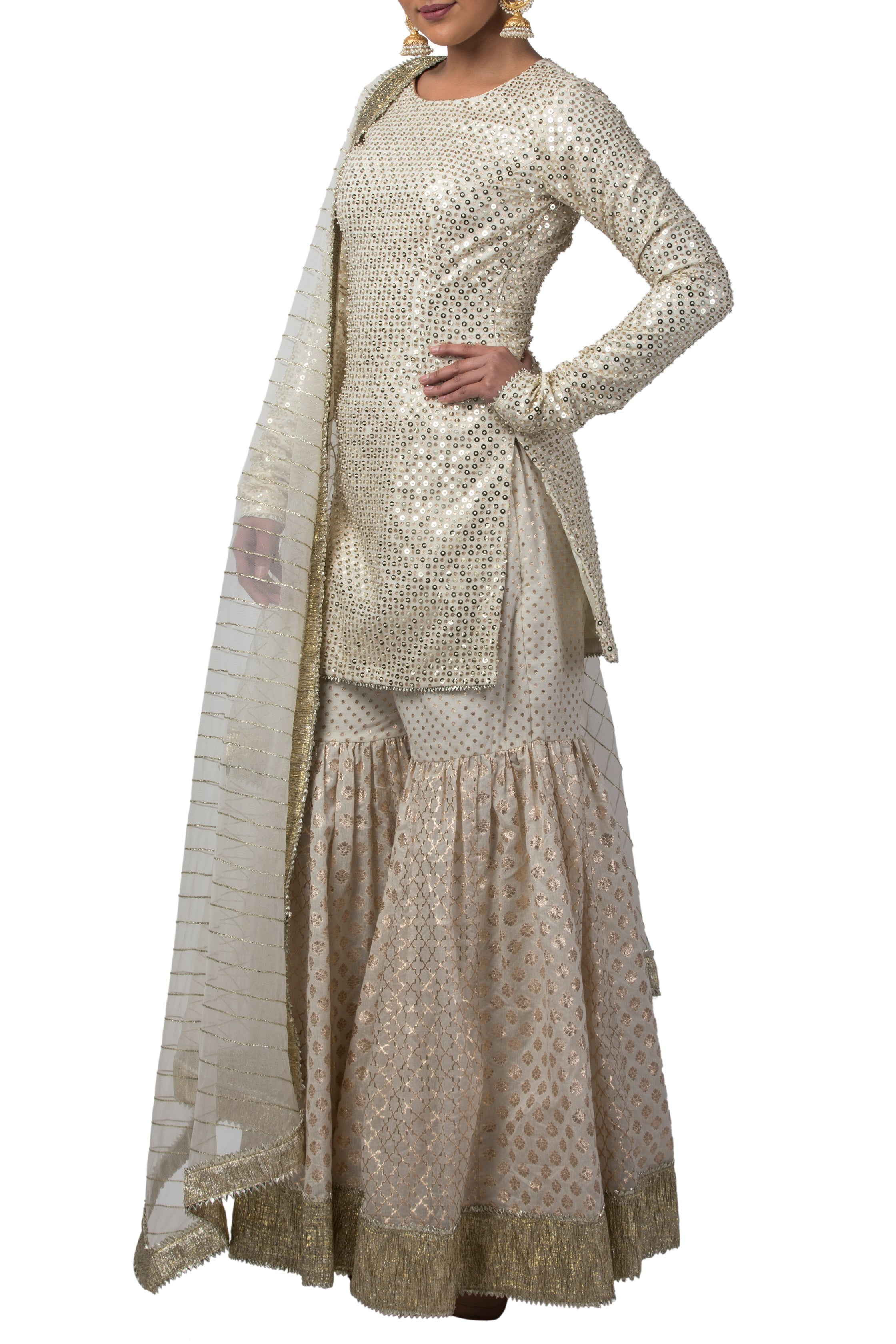 Ivory Chanderi Sharara