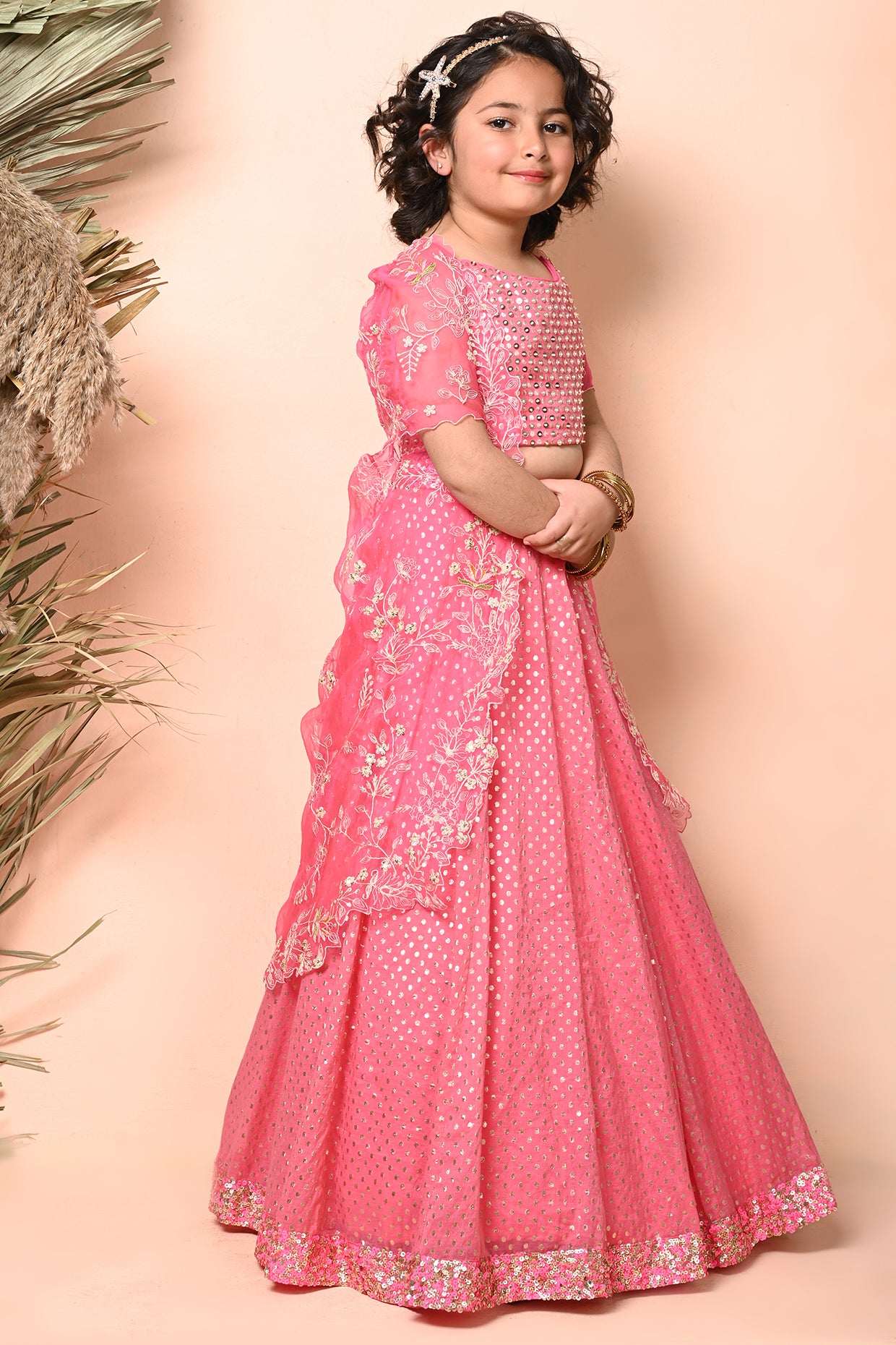 Fuchsia Pink Chanderi Lehenga Set