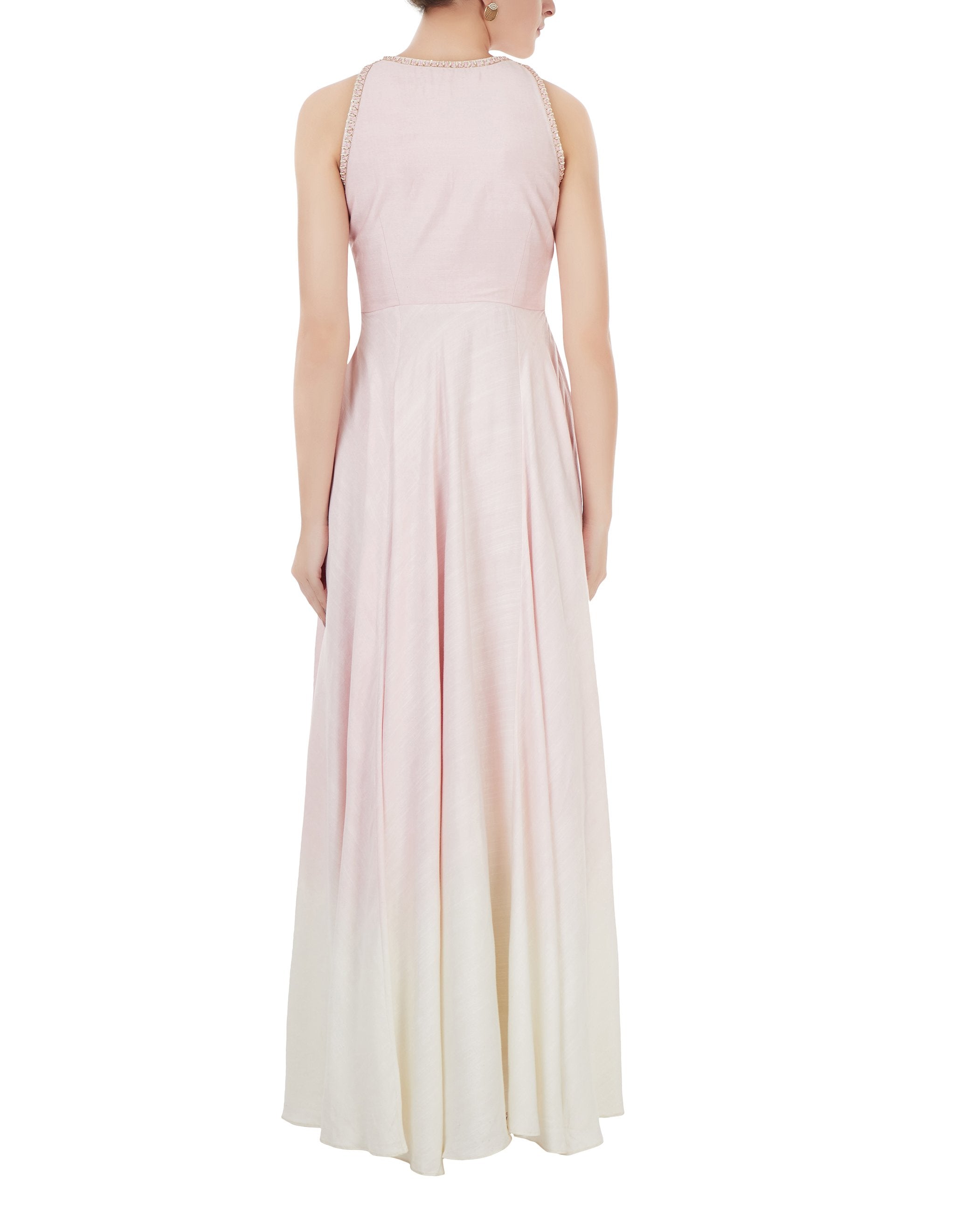 Pink And Off White Ombre Dyed Plazo Set