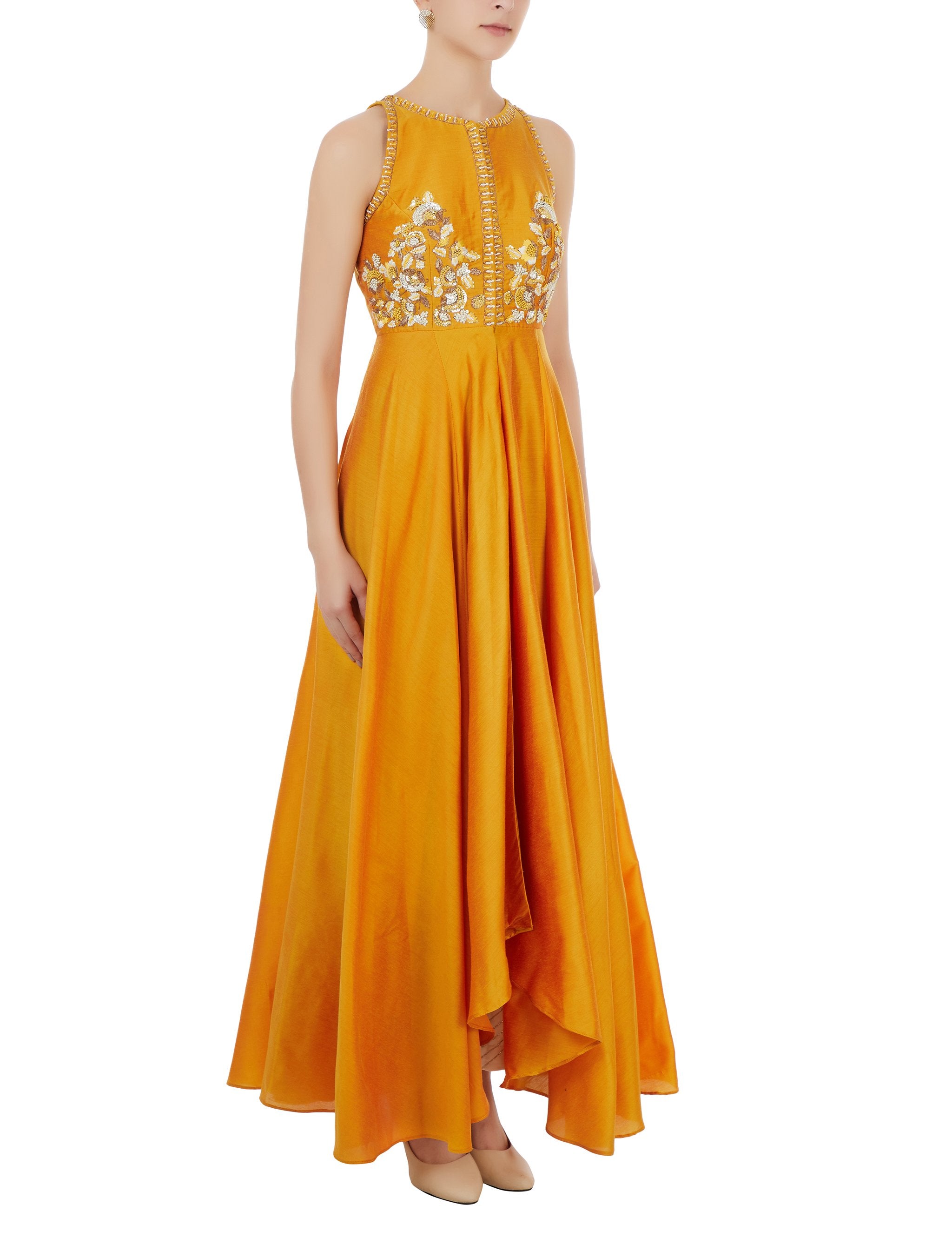 mustard yellow plazo suit