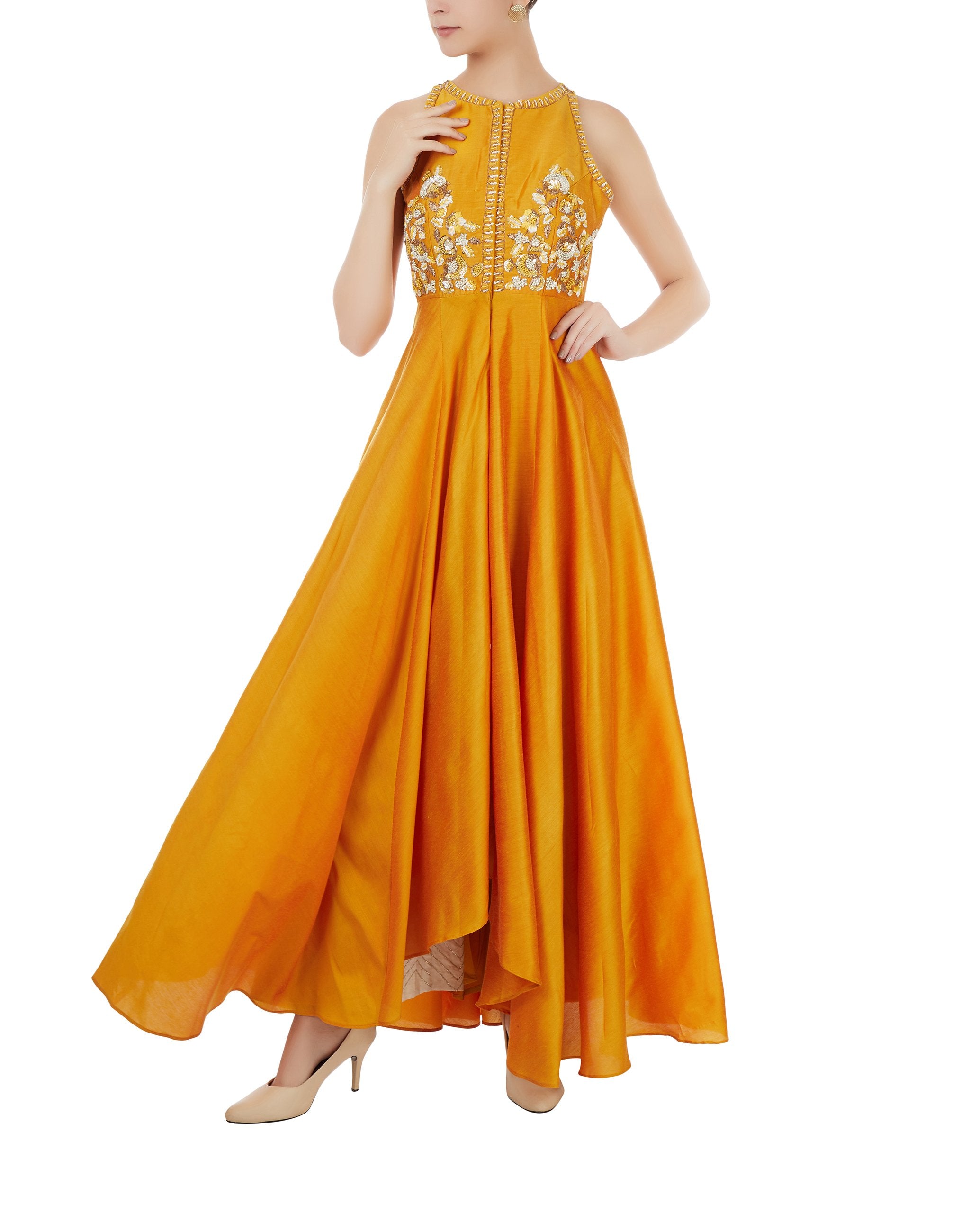 mustard yellow plazo suit