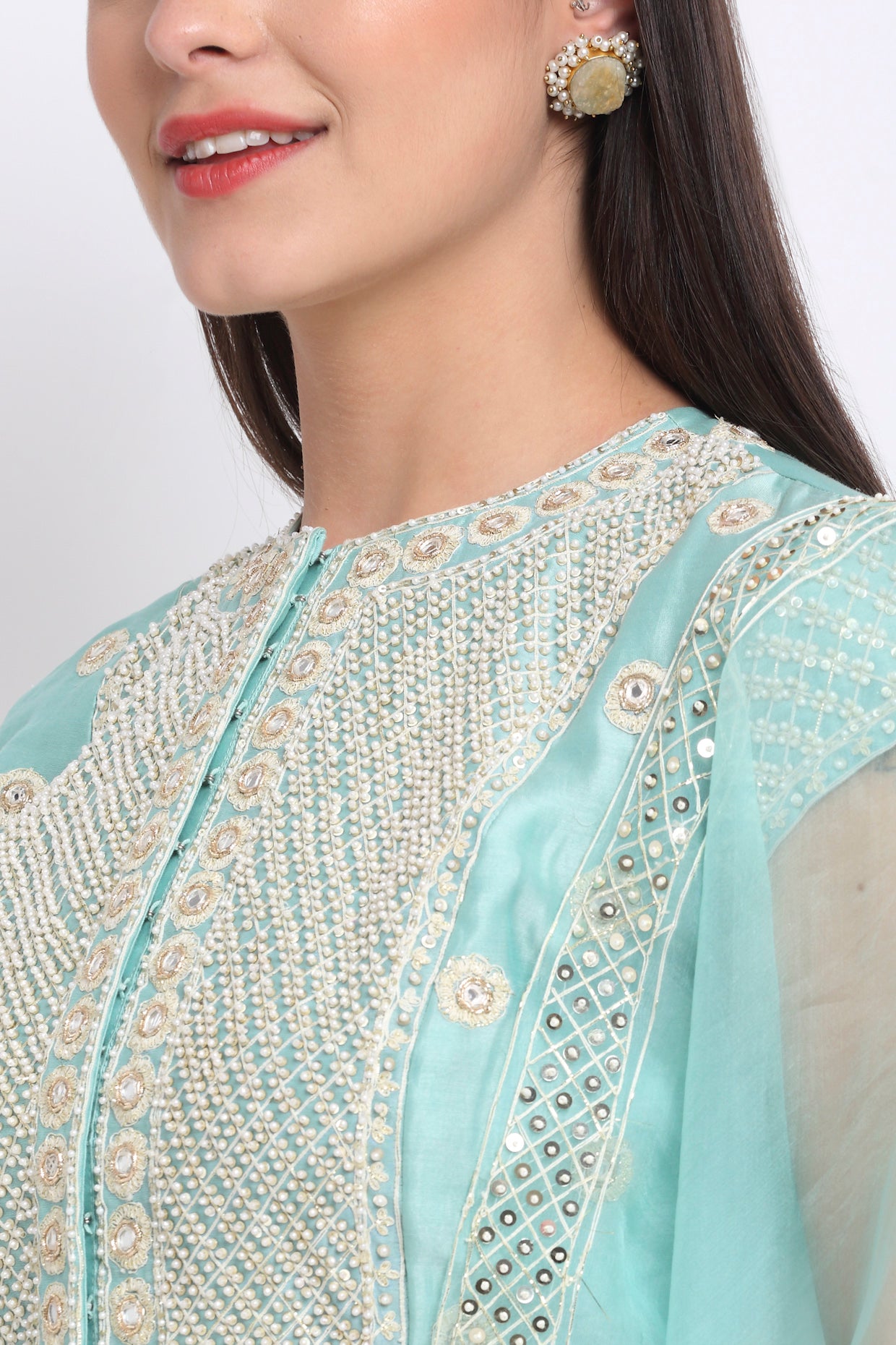 Light Blue  Chanderi Suit Set