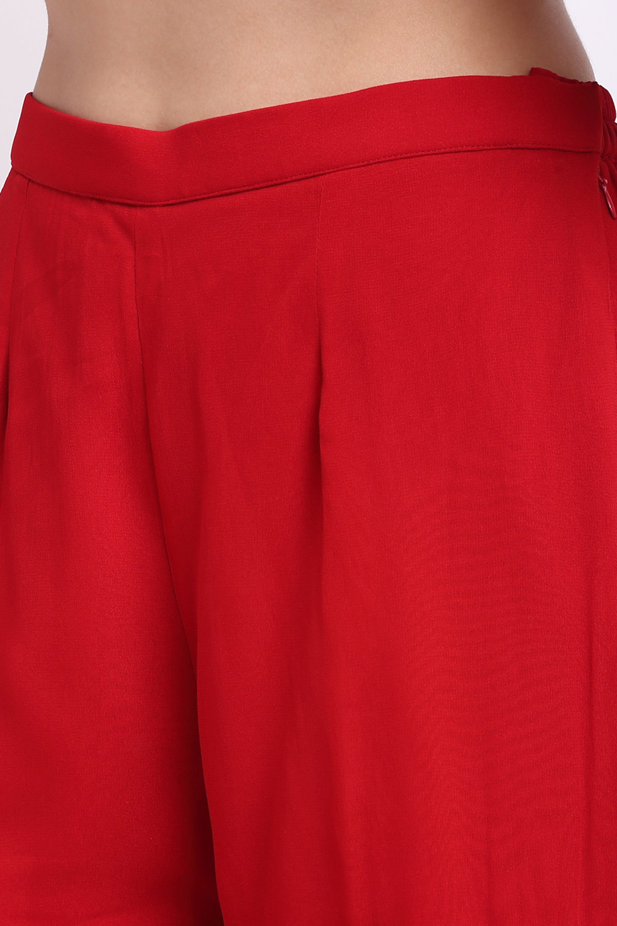 Red Halter Neck Embroidered Sharara Set