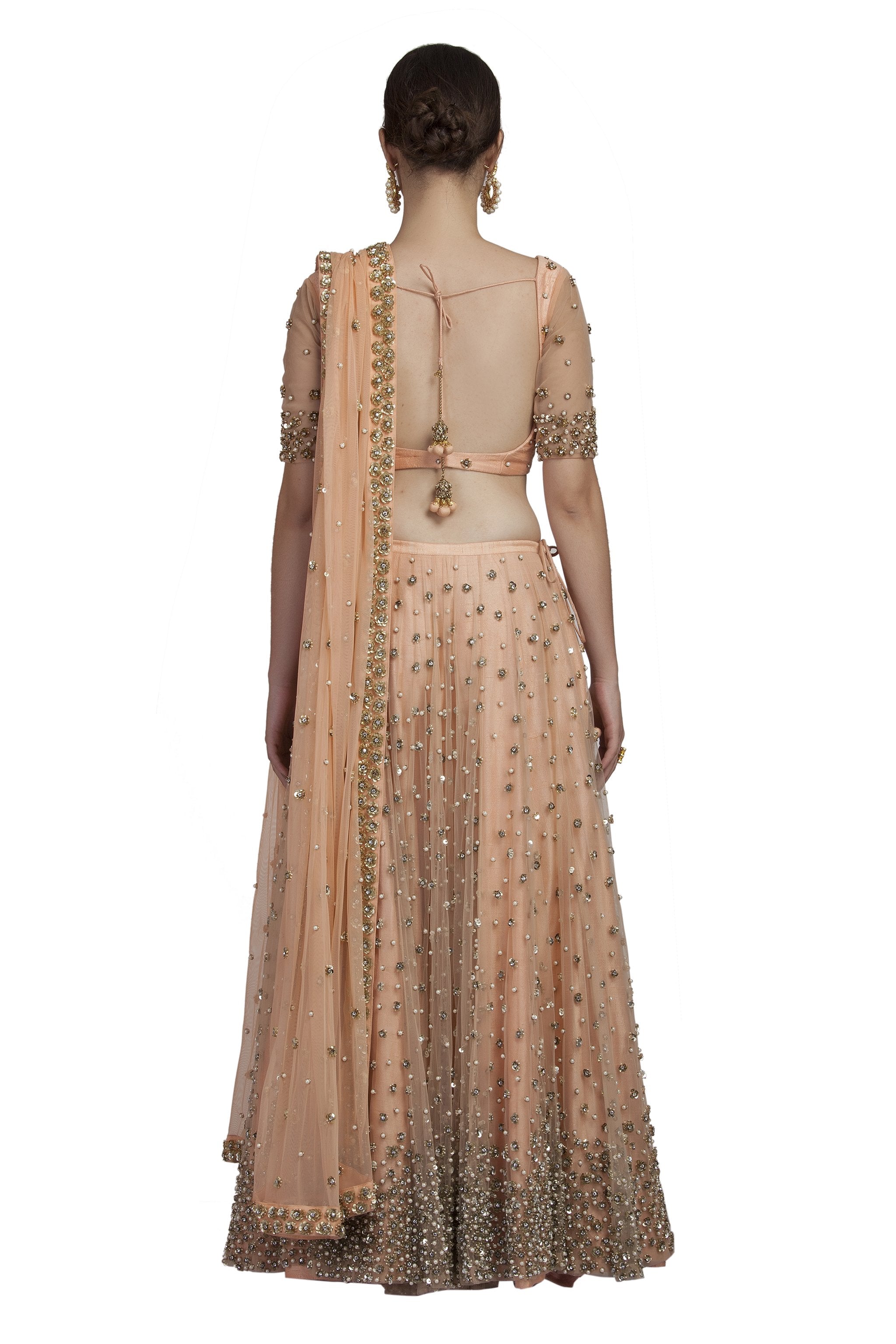 Peach Sequence Lehenga Set