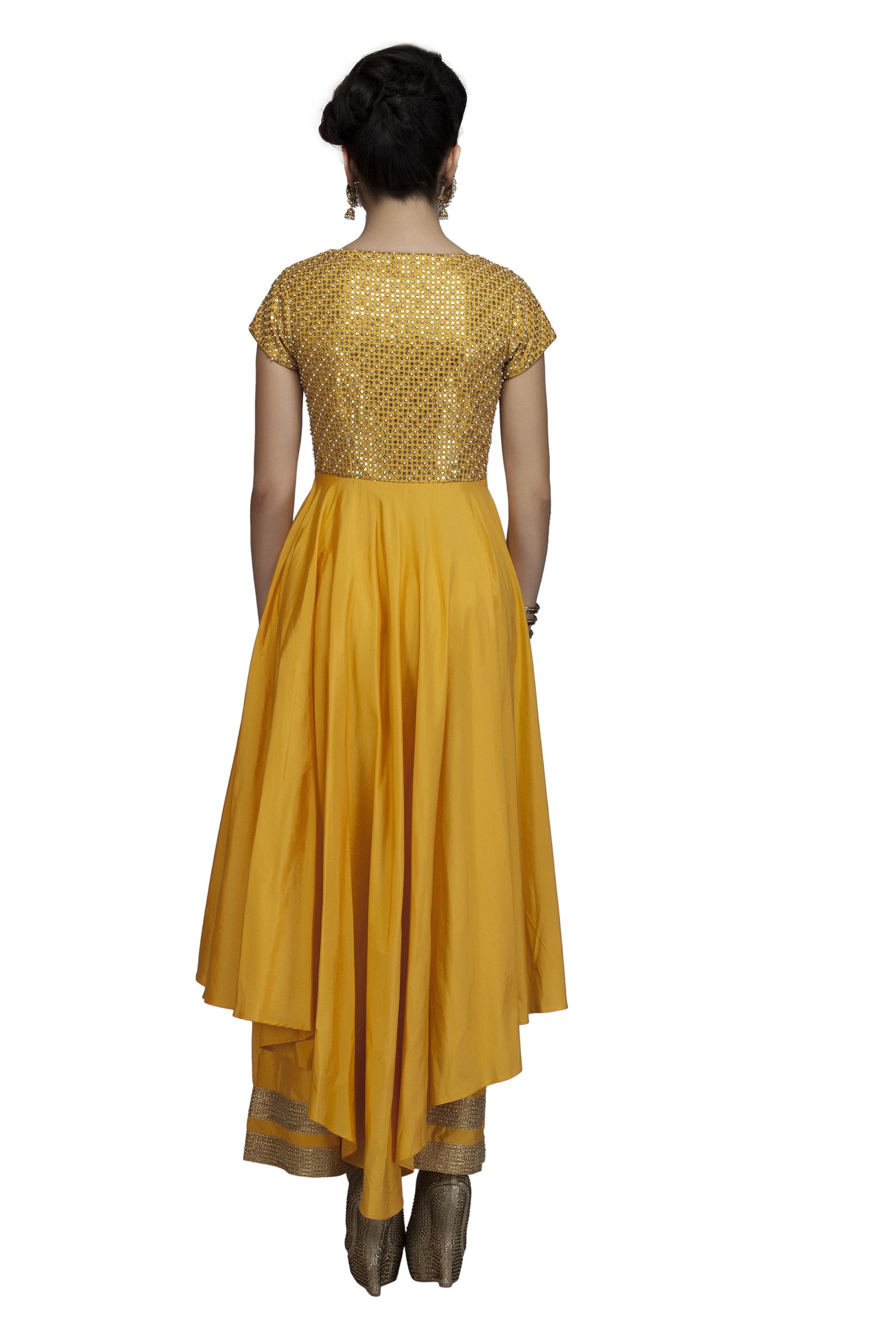 Yellow Embroidered Kurta And Palazzo Set