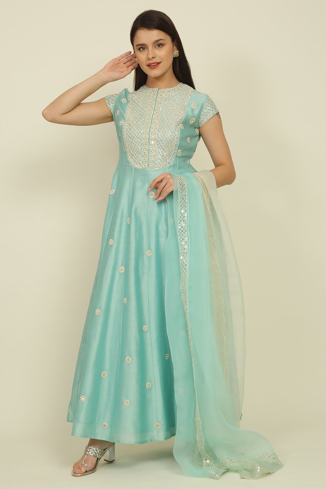 Light Blue  Chanderi Suit Set