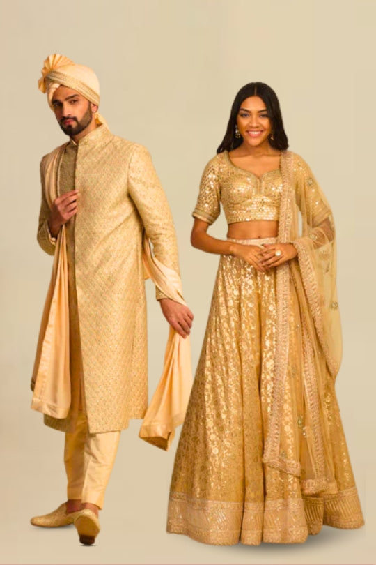 Lehenga and Sherwani Pairings: How Grooms and Brides Can Match Their Wedding Outfits?