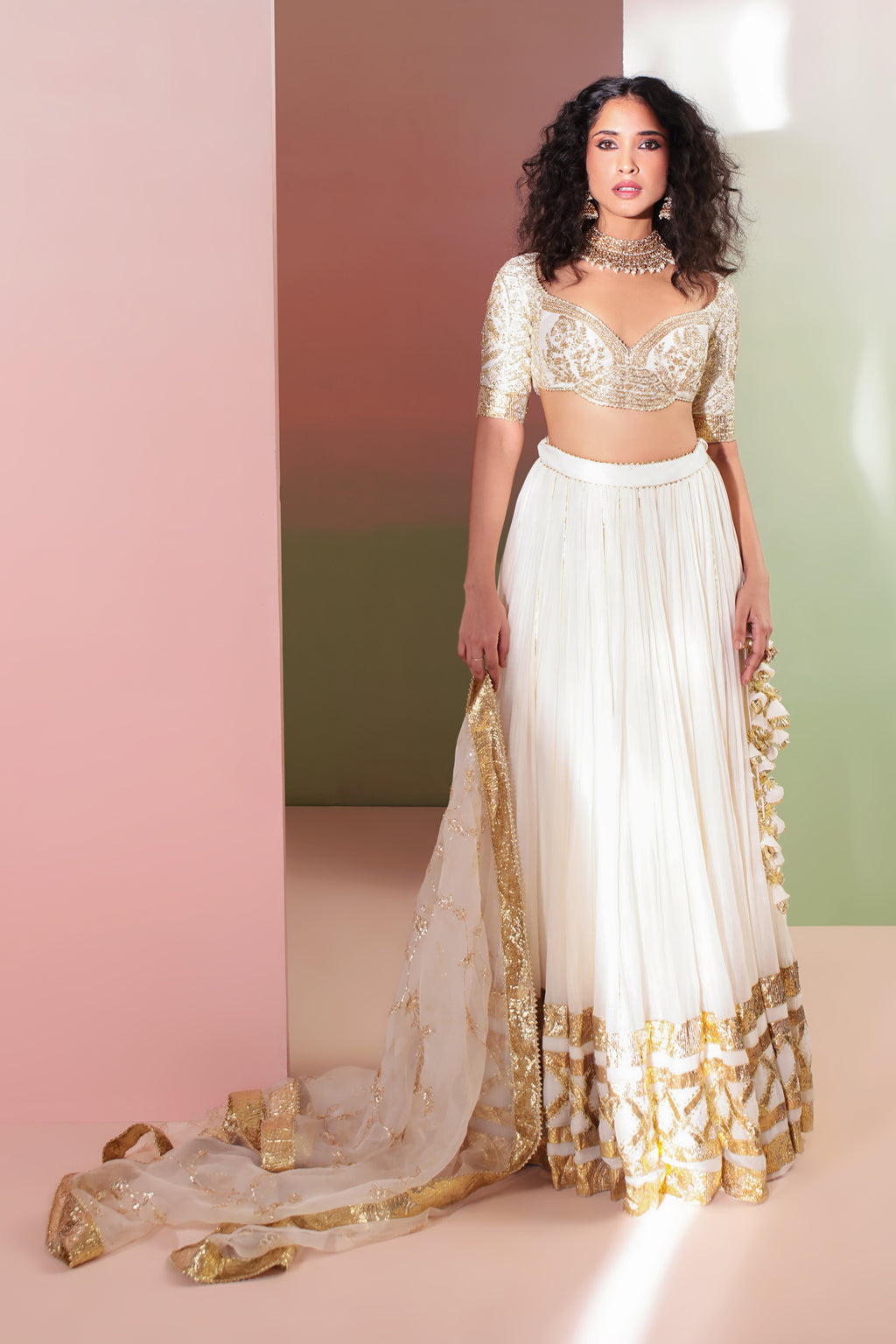 KANAK  MUL CHANDERI LEHENGA SET