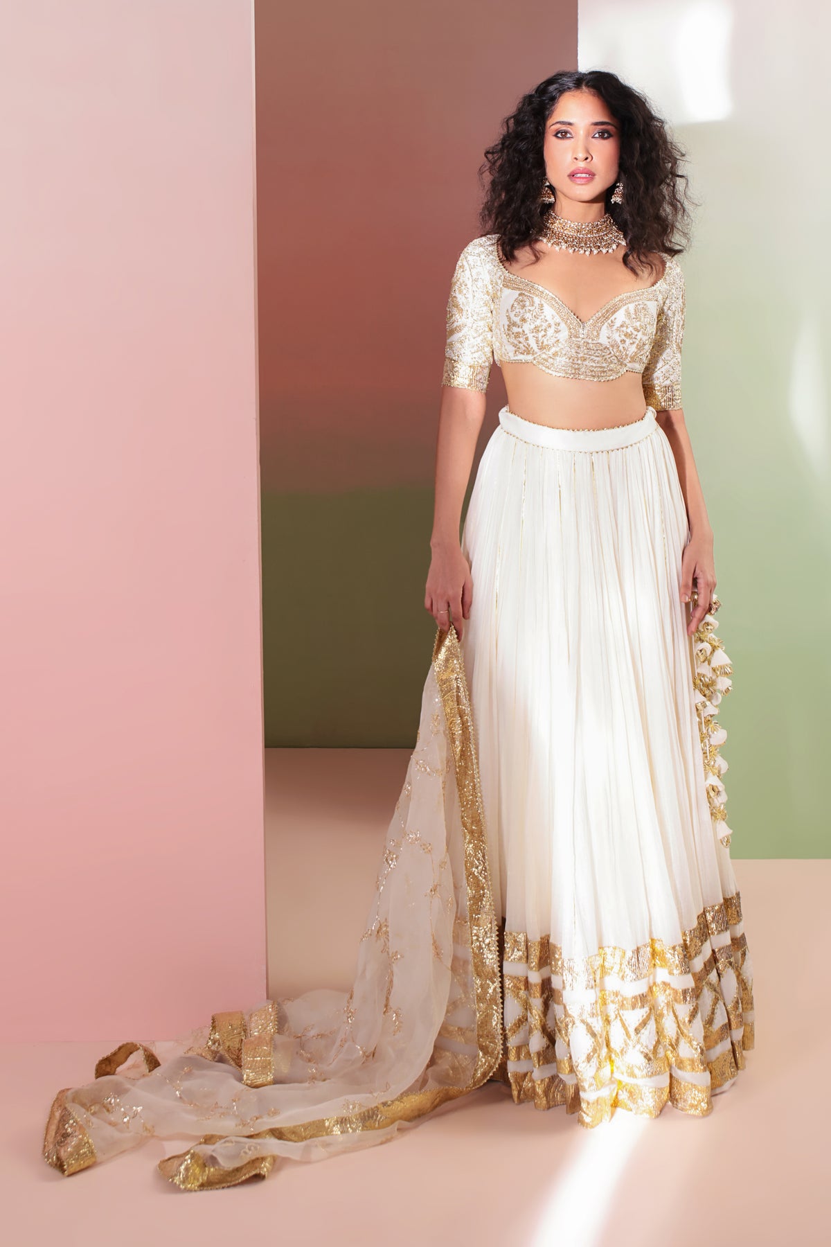 KANAK  MUL CHANDERI LEHENGA SET