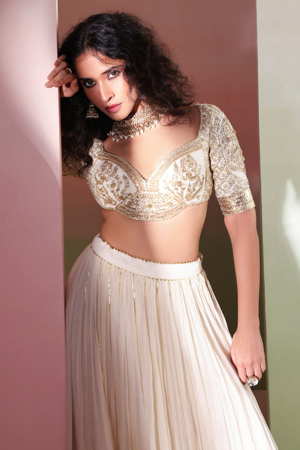 KANAK  MUL CHANDERI LEHENGA SET