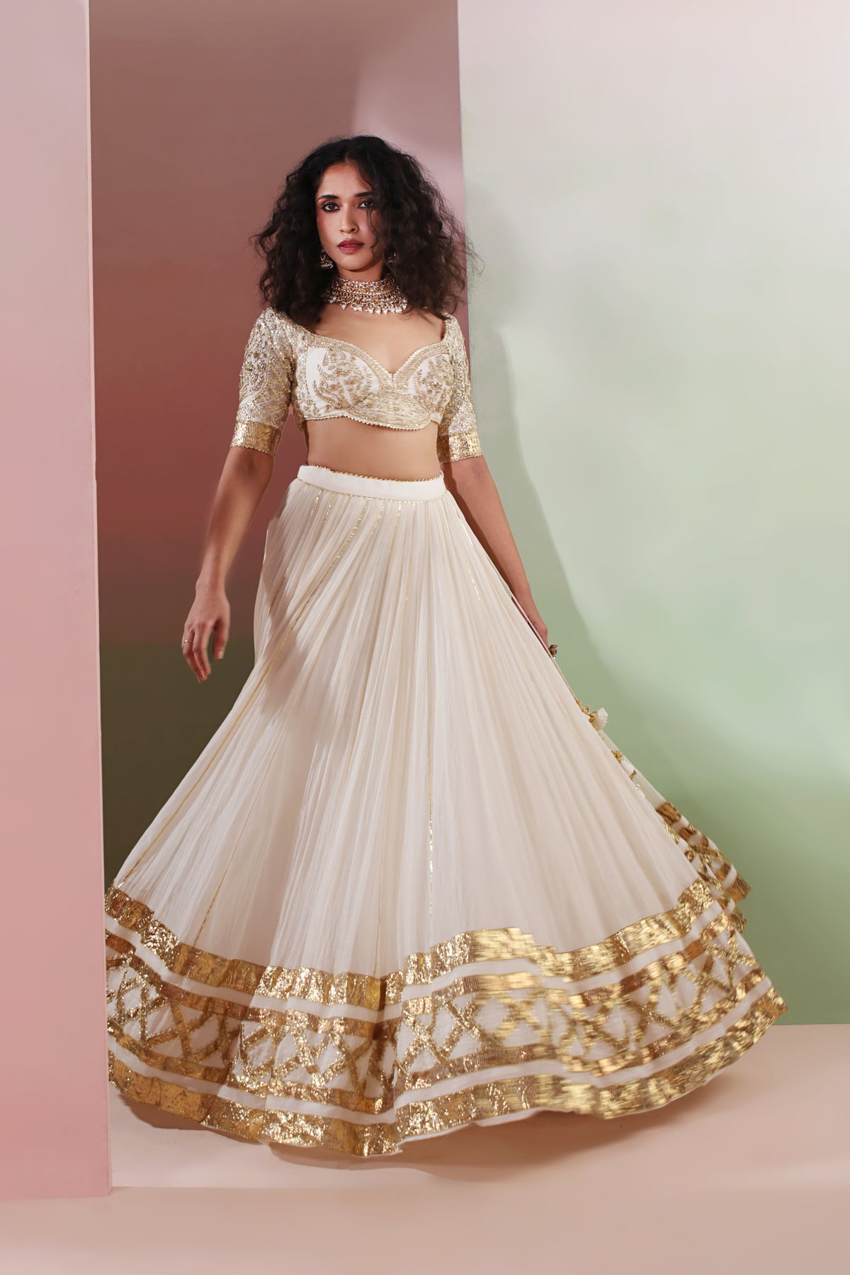 KANAK  MUL CHANDERI LEHENGA SET