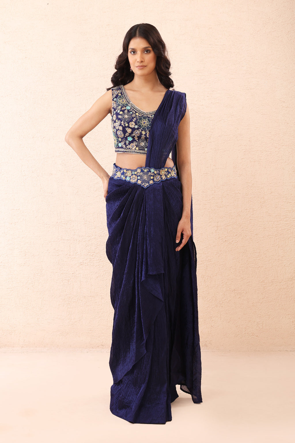Indigo Royale Drape Saree Set