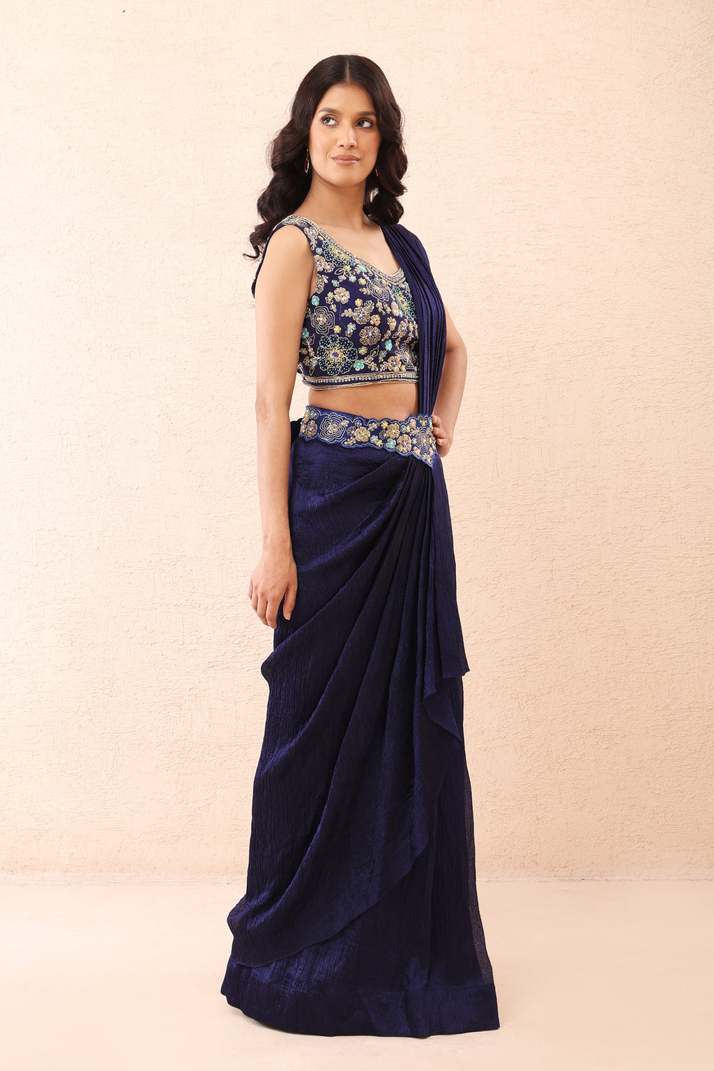 Indigo Royale Drape Saree Set