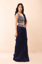 Indigo Royale Drape Saree Set