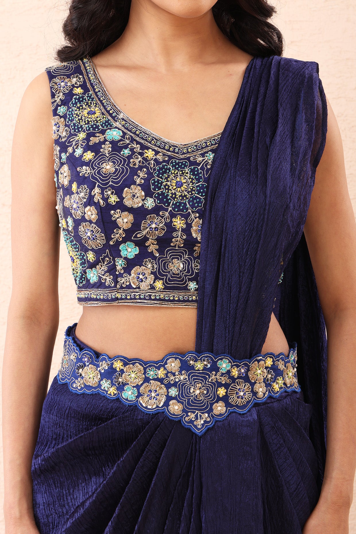 Indigo Royale Drape Saree Set