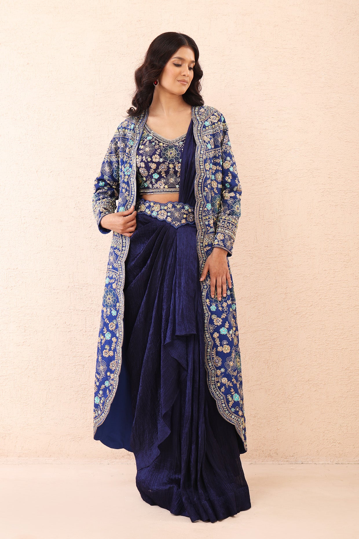 Indigo Royale Drape Saree Set