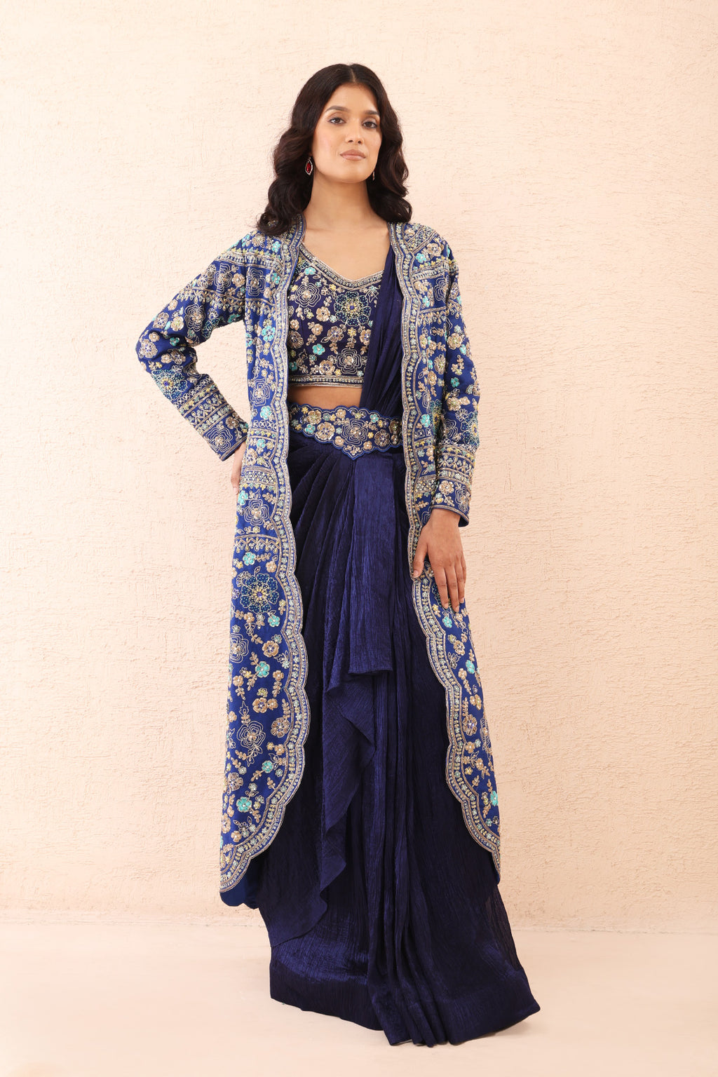 Indigo Royale Drape Saree Set