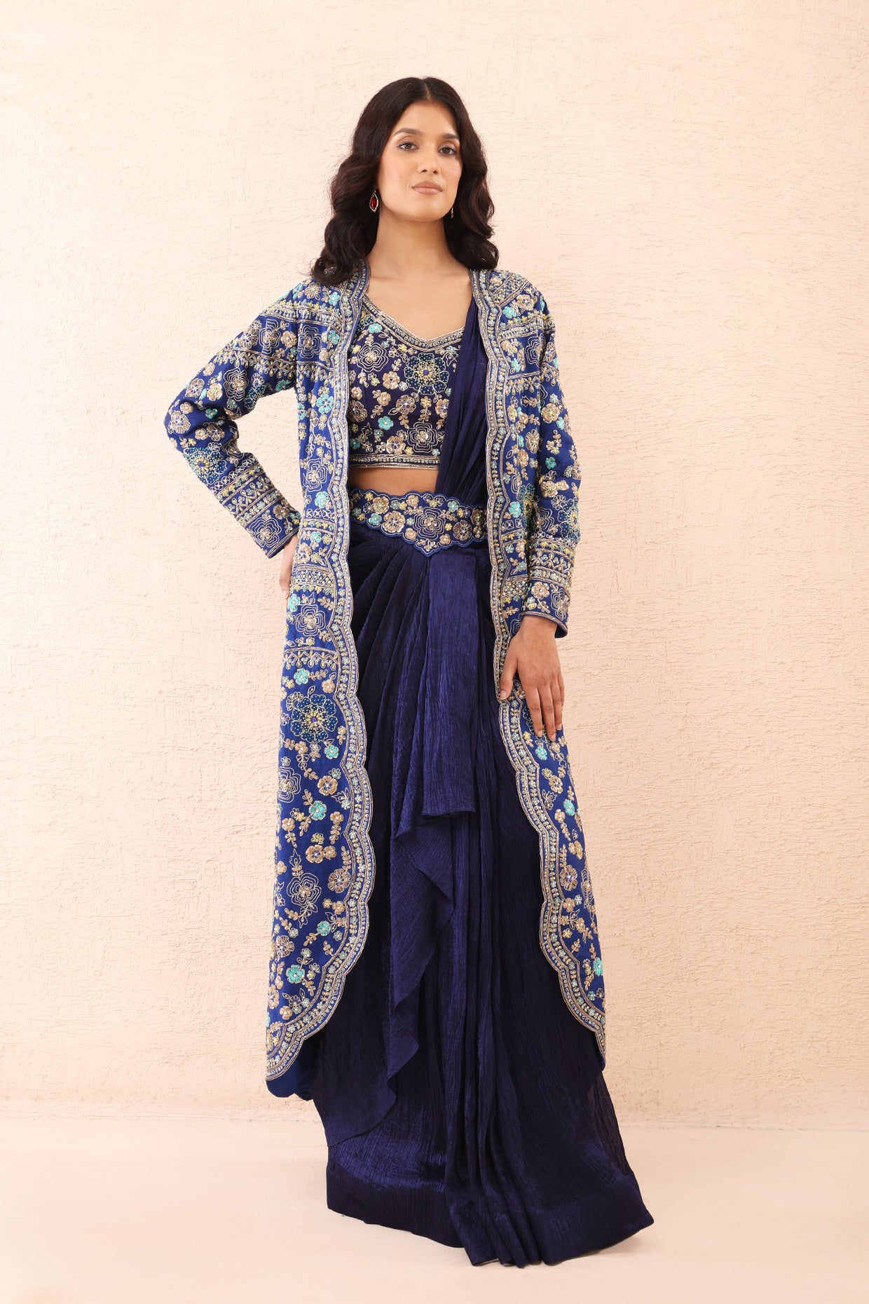 Indigo Royale Drape Saree Set