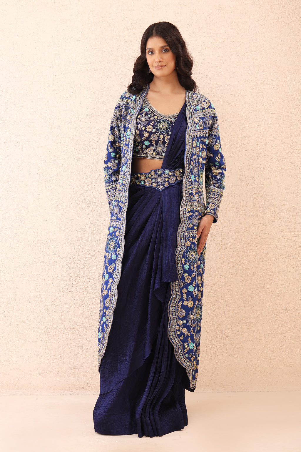 Indigo Royale Drape Saree Set