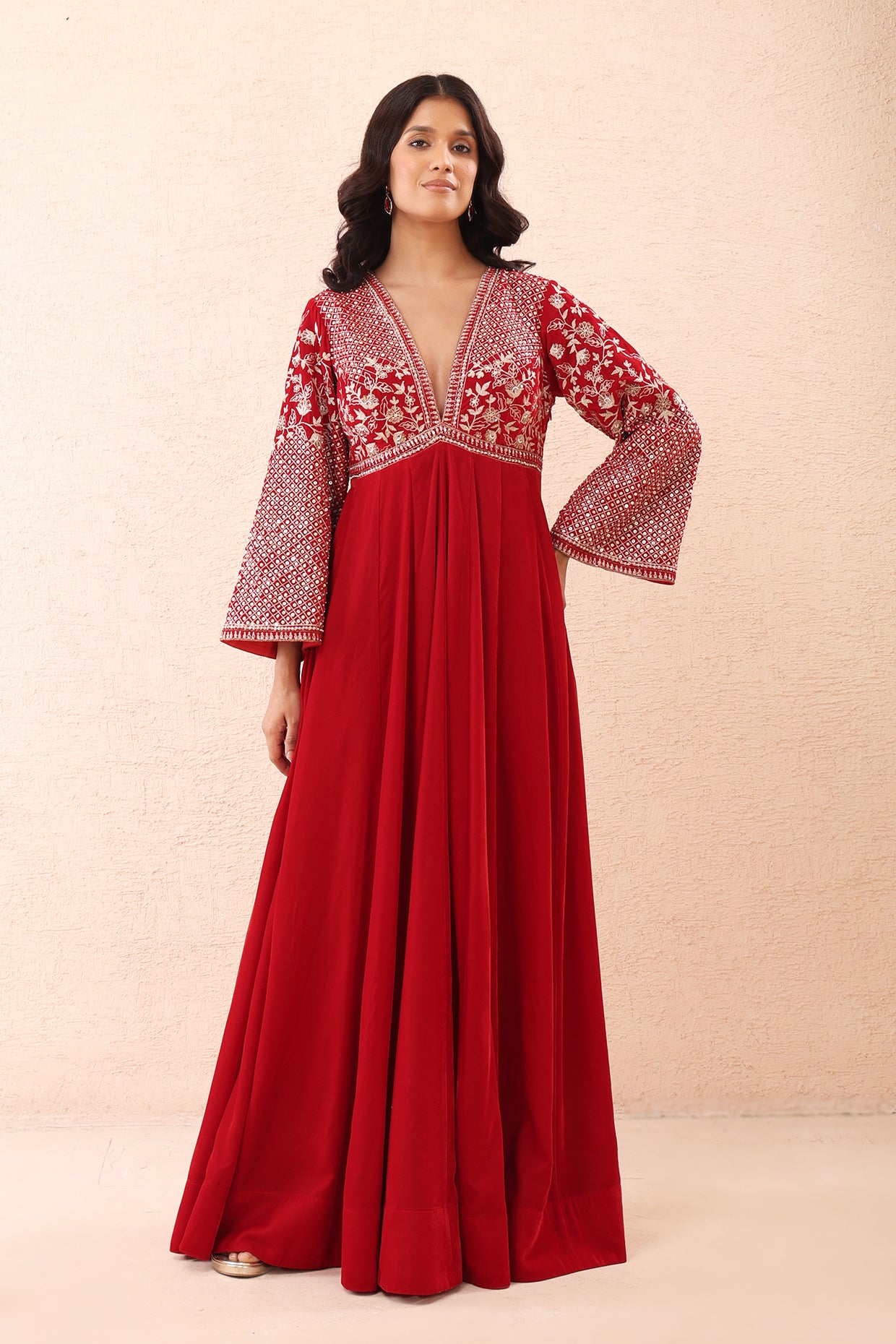 Red Velvet Royale Anarkali Set