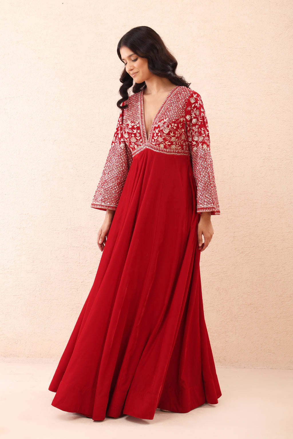 Red Velvet Royale Anarkali Set