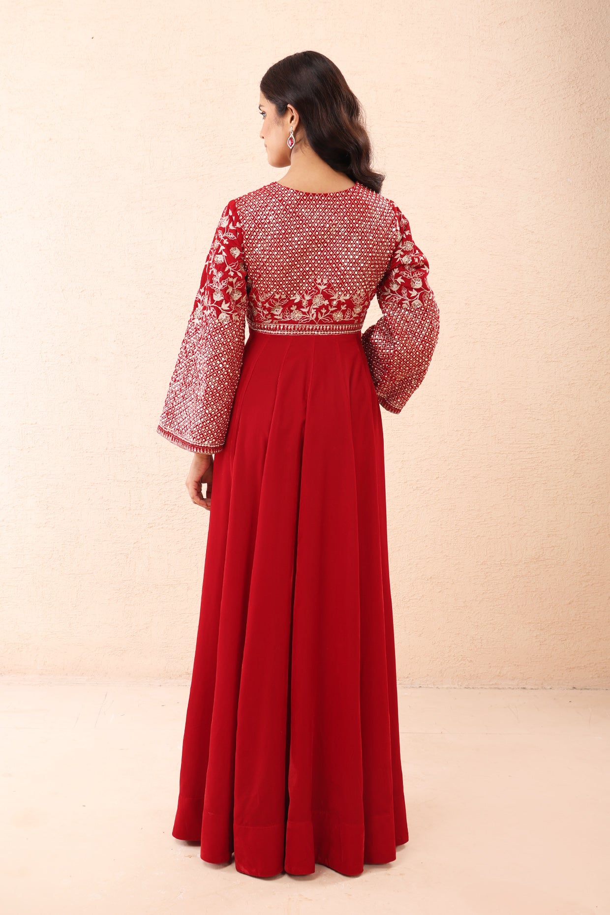 Red Velvet Royale Anarkali Set