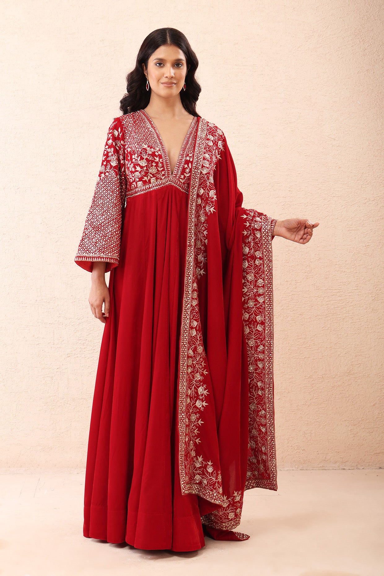 Red Velvet Royale Anarkali Set