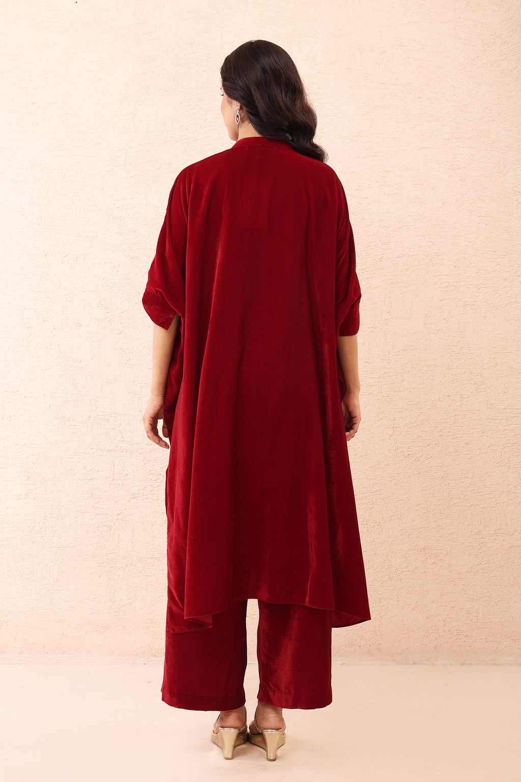 Red Velvet Kaftan Co-ord Set