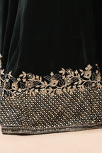 Emerald Aari Velvet Lehenga Set