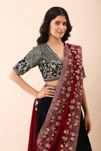 Emerald Aari Velvet Lehenga Set