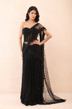 Noir Bling Drape Saree Set