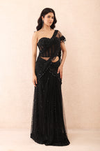 Noir Bling Drape Saree Set