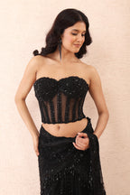 Noir Bling Drape Saree Set