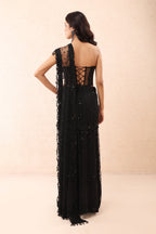 Noir Bling Drape Saree Set