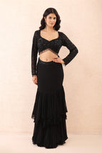 Noir Shimmer Georgette Saree Set
