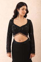 Noir Shimmer Georgette Saree Set