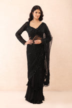 Noir Shimmer Georgette Saree Set