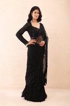 Noir Shimmer Georgette Saree Set