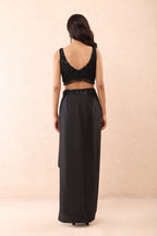 Noir Satin Dhoti Cape Set