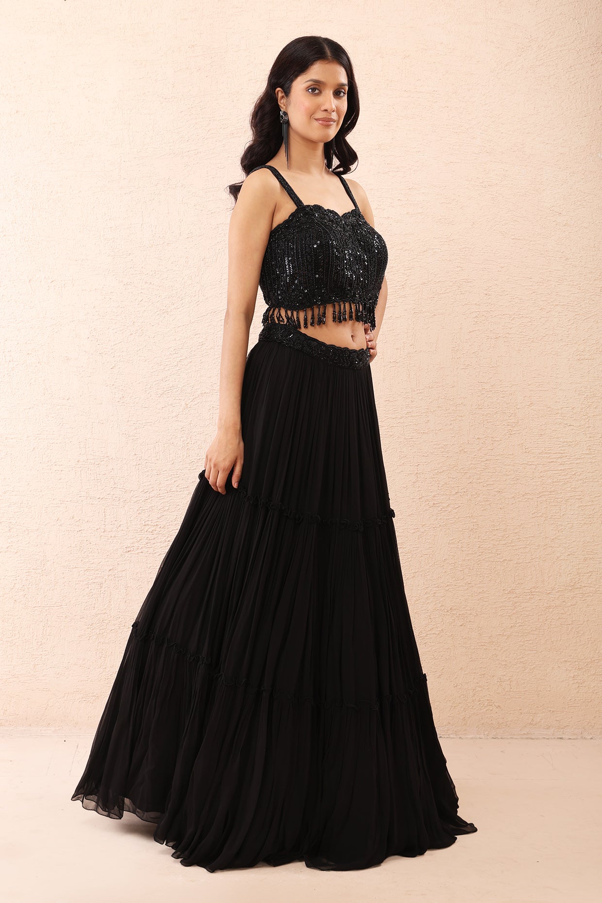 Black Hand Embroidered Lehenga Set