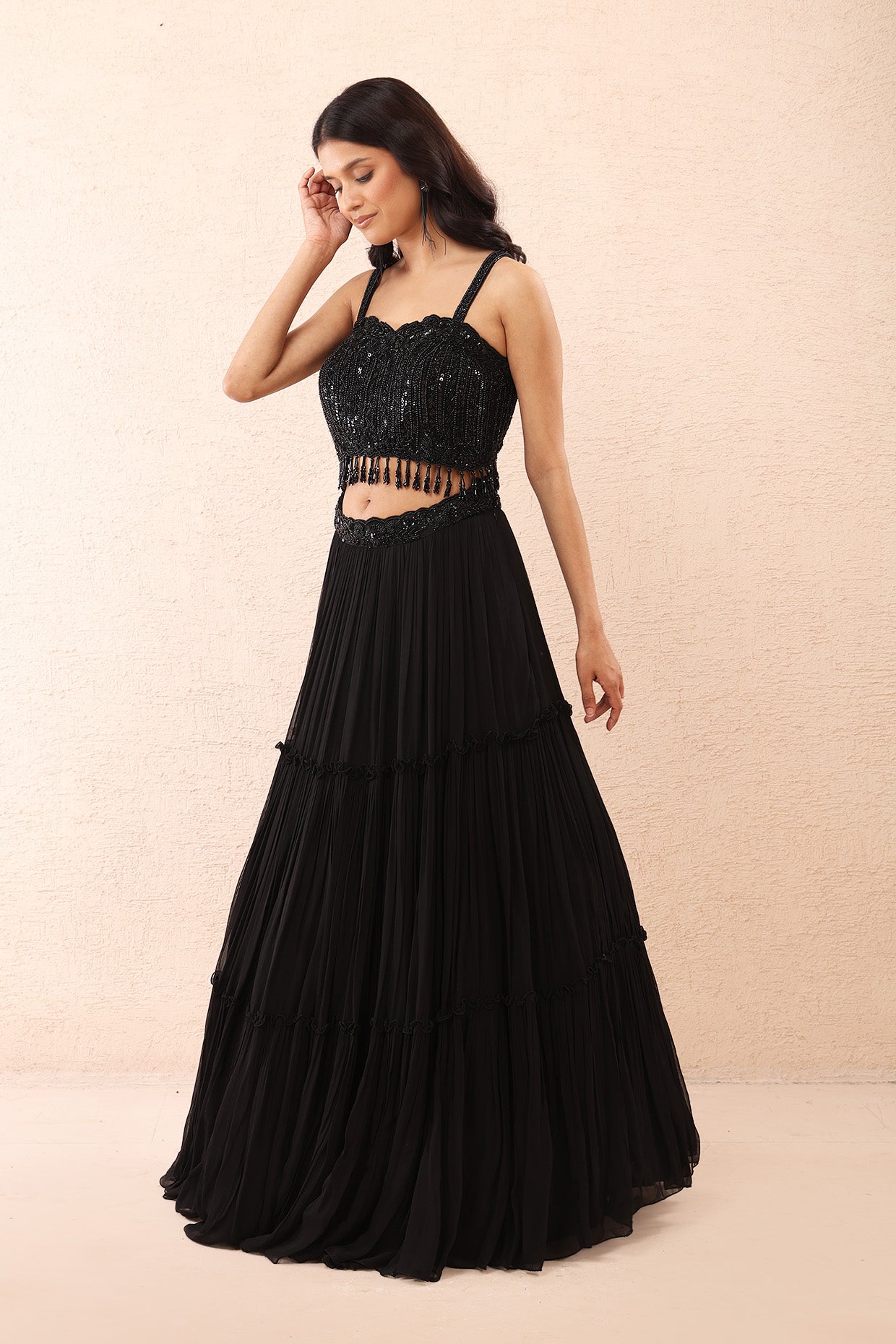 Black Hand Embroidered Lehenga Set