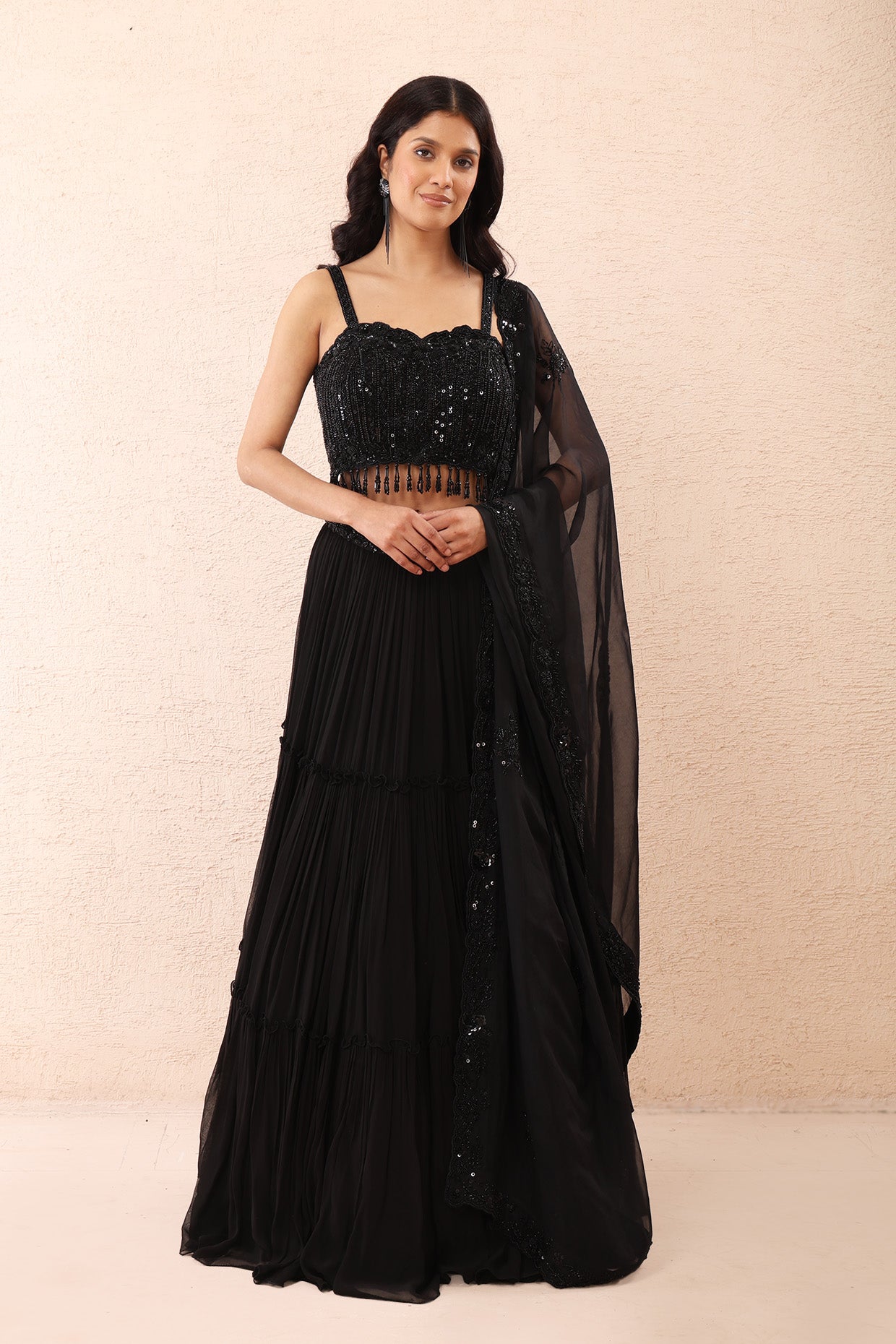 Black Hand Embroidered Lehenga Set