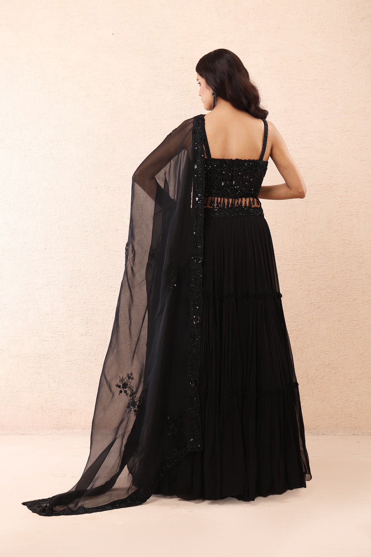 Black Hand Embroidered Lehenga Set