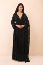 Black Embroidered Anarkali Set