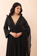 Black Embroidered Anarkali Set