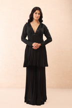 Black Embroidered Sharara Set
