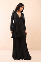Black Embroidered Sharara Set