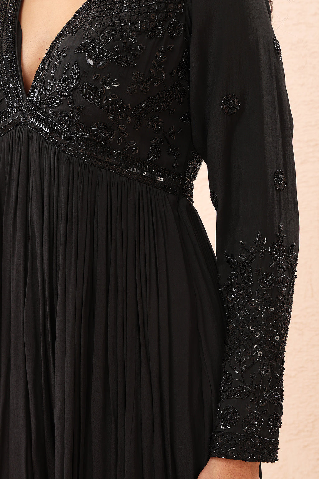 Black Embroidered Sharara Set