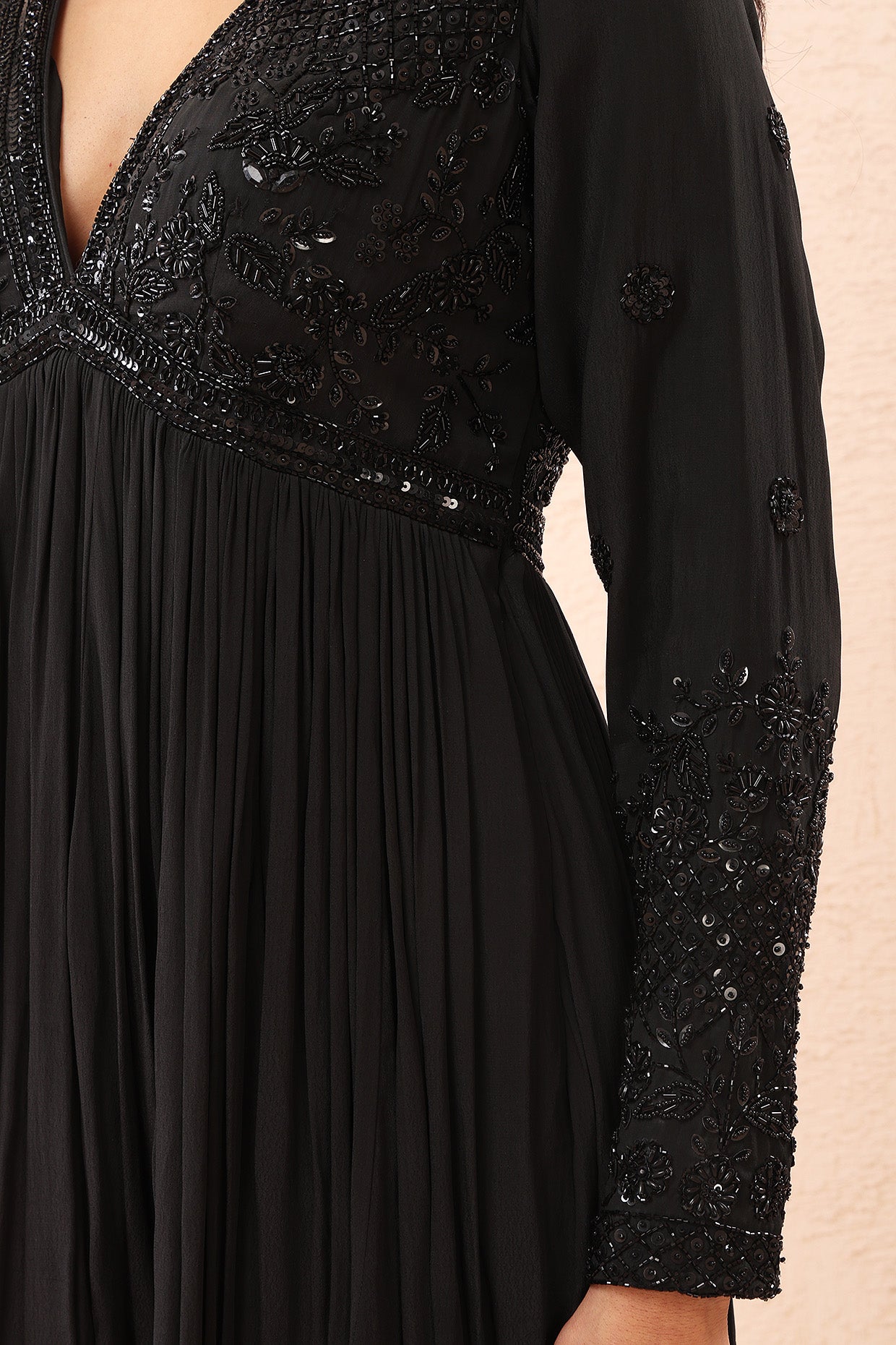 Black Embroidered Sharara Set