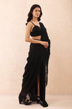 Black Drape Lace Saree